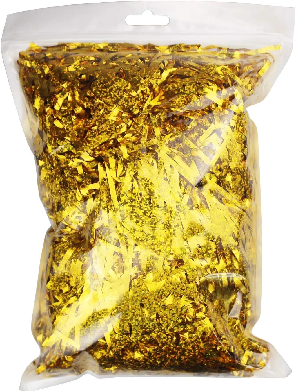 100 Grams Shiny Iridescent Film PP Hamper Shreds & Strands Shredded Crinkle Confetti for DIY Gift Wrapping & Basket Filling (Golden)