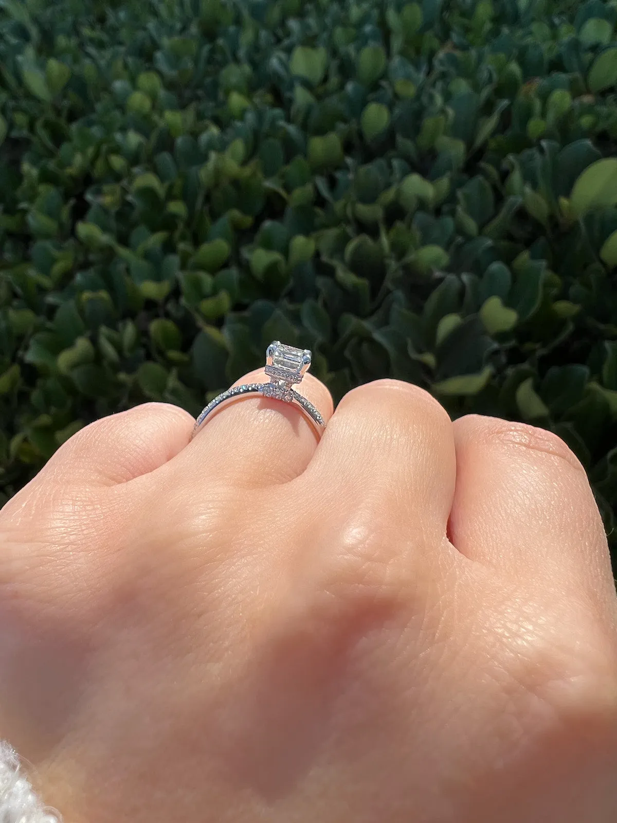 1.01 Radiant Natural Diamond Engagement Ring with Hidden Halo