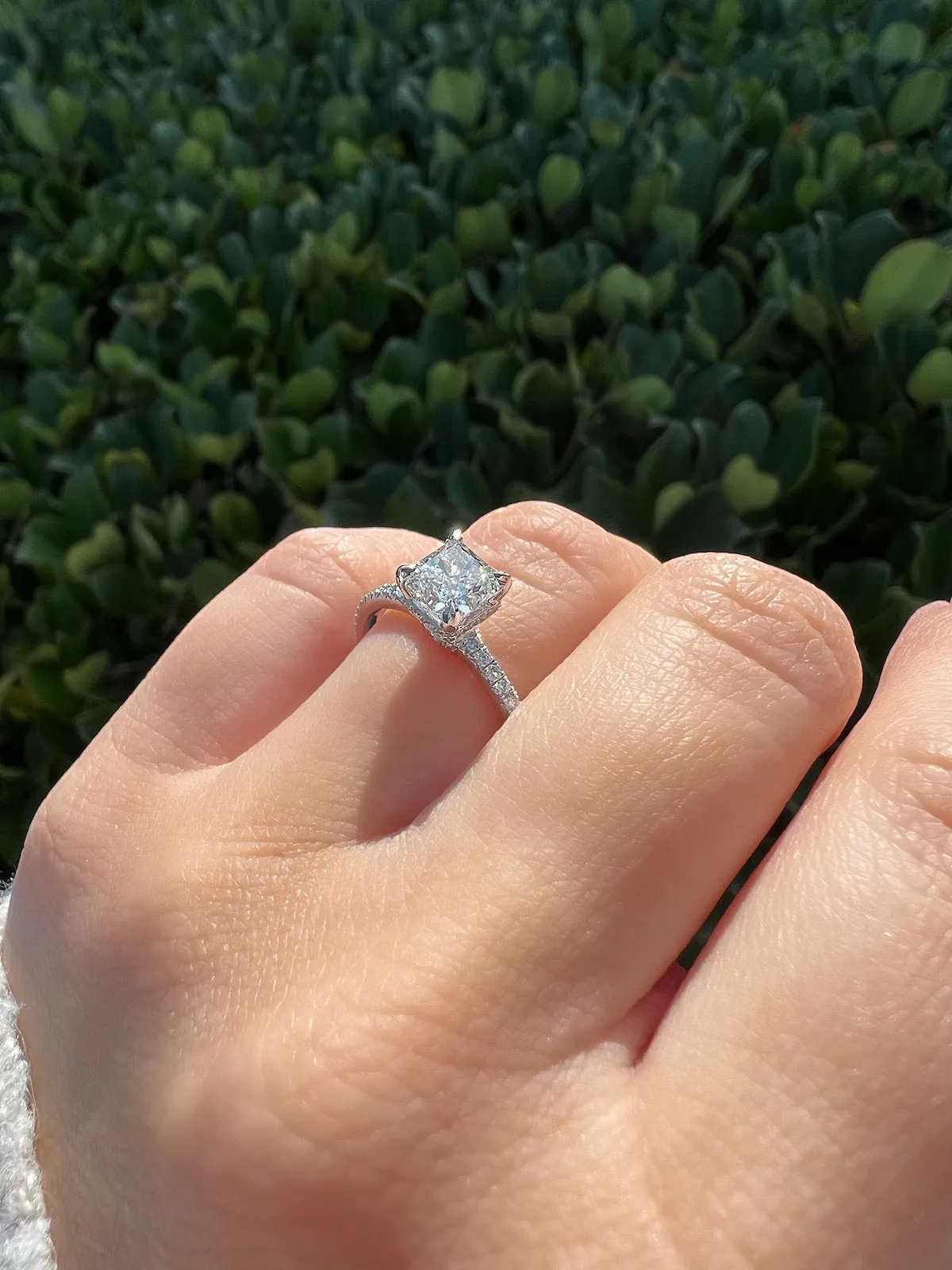 1.01 Radiant Natural Diamond Engagement Ring with Hidden Halo