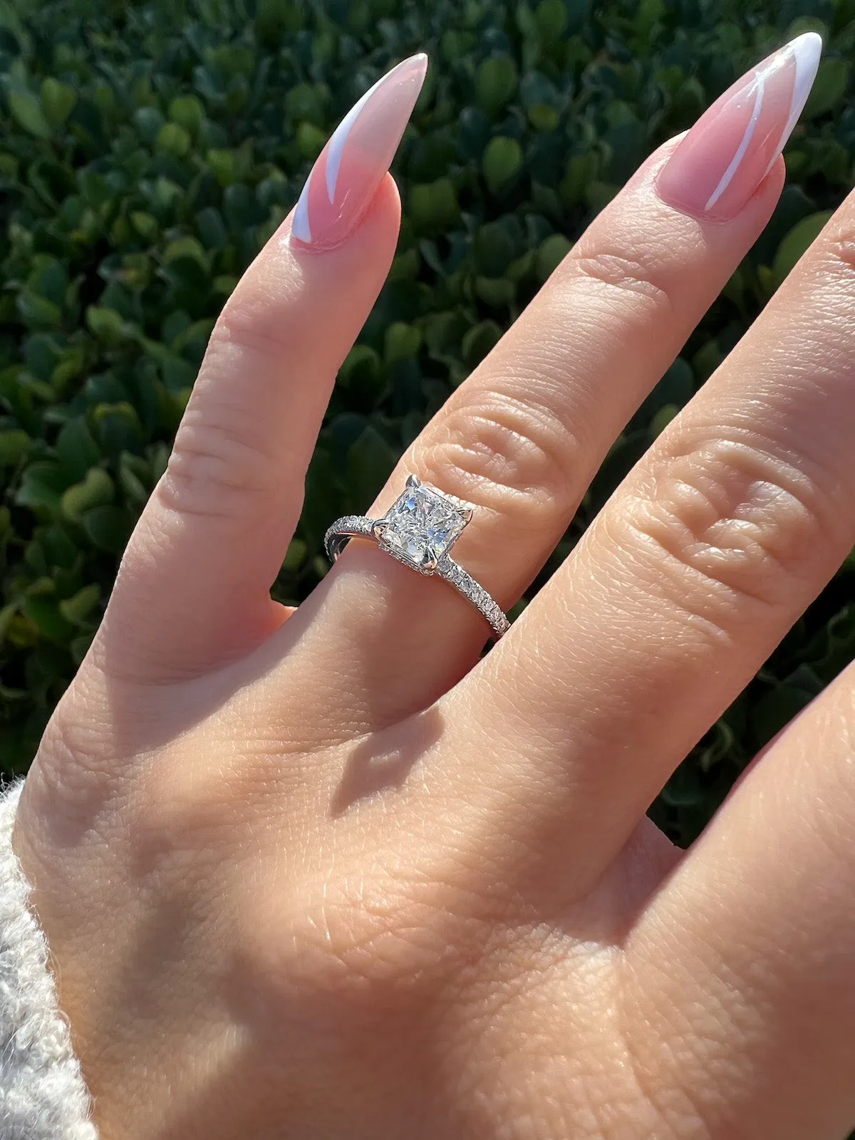 1.01 Radiant Natural Diamond Engagement Ring with Hidden Halo