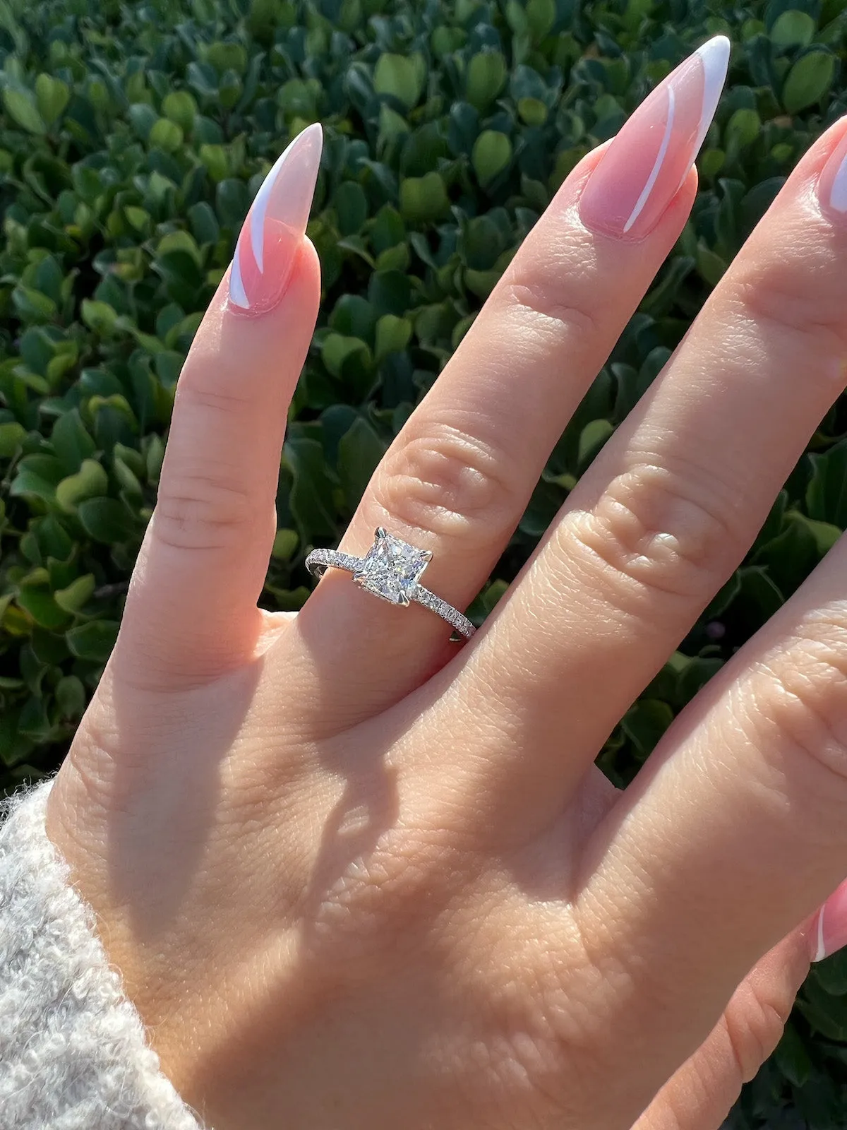 1.01 Radiant Natural Diamond Engagement Ring with Hidden Halo