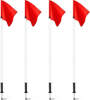 4 Pcs 2 in 1 Soccer Corner Flags Agility Poles for Field 5 ft Portable Spring Loaded Flags Soccer Poles Dribbling Football Equipment for Training