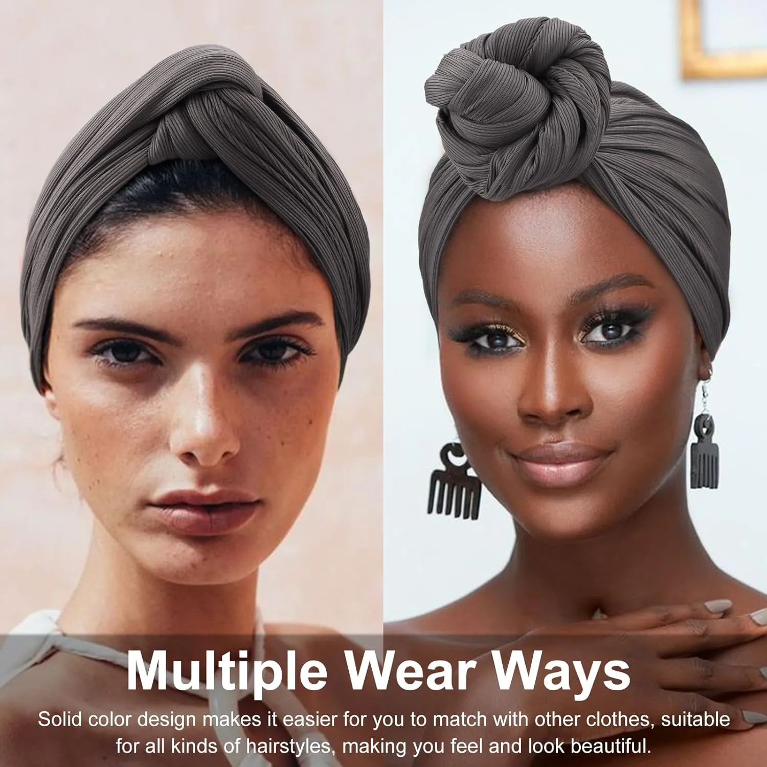 African Turban for Women Knotted Hair Wraps for Turban Head Scarf for Black Women Hair Cancer Chemo Headwear Cap