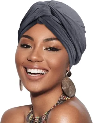 African Turban for Women Knotted Hair Wraps for Turban Head Scarf for Black Women Hair Cancer Chemo Headwear Cap