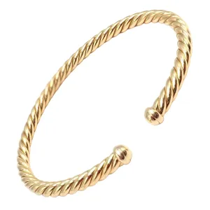 Authentic! David Yurman DY 18k Yellow Gold 4mm Cable Medium Bangle Bracelet