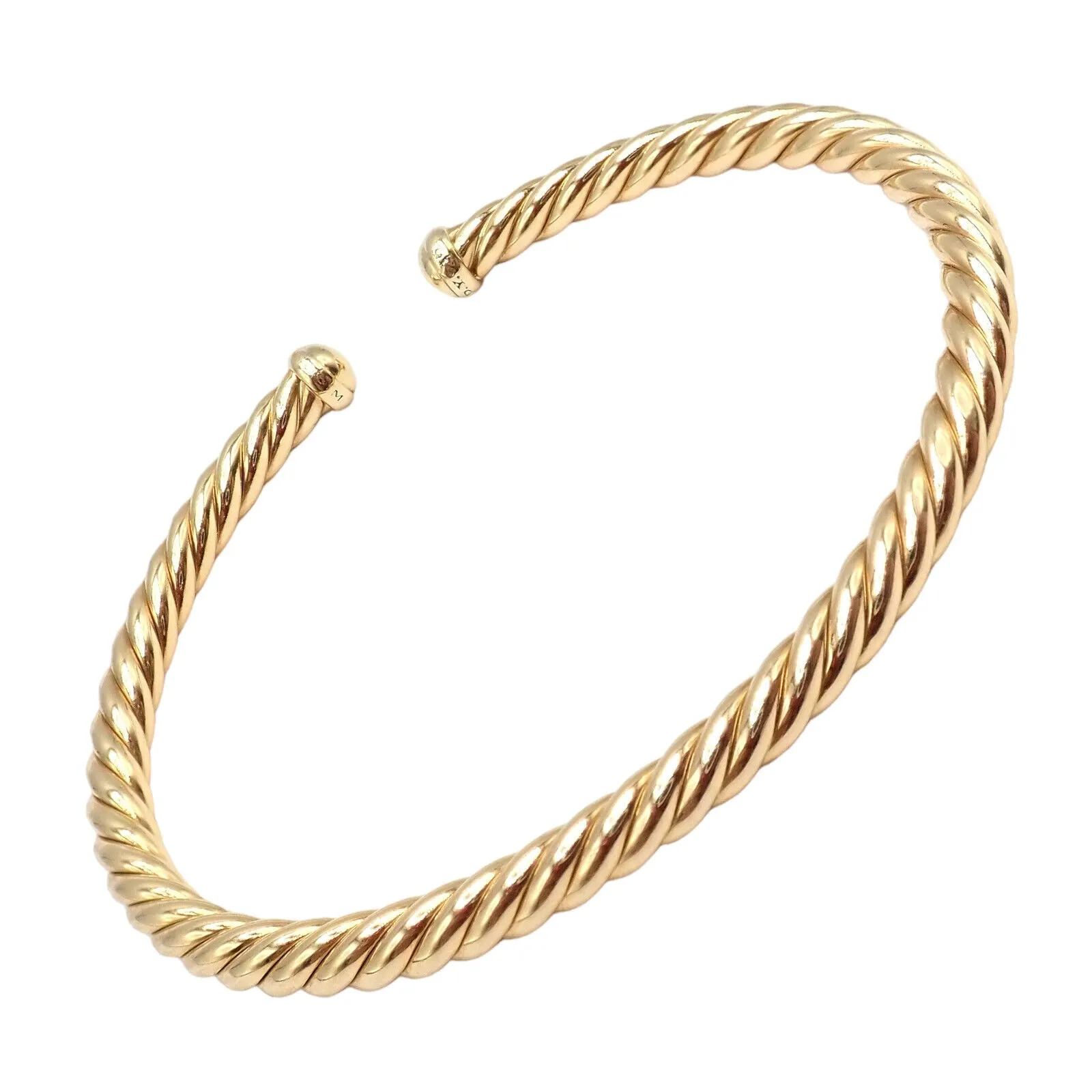 Authentic! David Yurman DY 18k Yellow Gold 4mm Cable Medium Bangle Bracelet