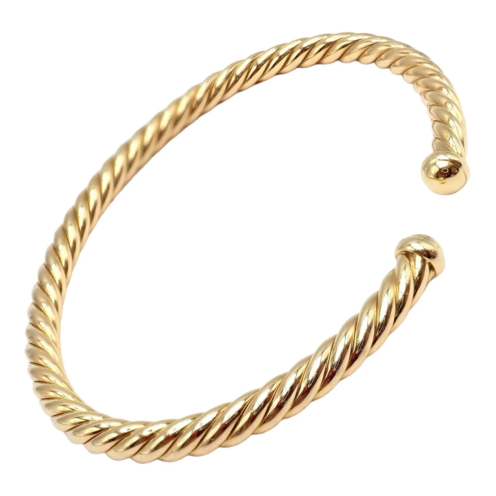 Authentic! David Yurman DY 18k Yellow Gold 4mm Cable Medium Bangle Bracelet
