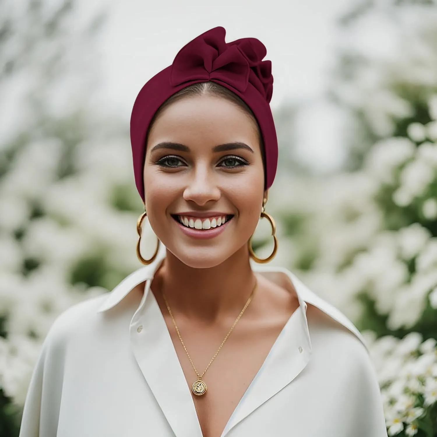 Babalet Stretch Turban Hats African Double Layered Headwraps Soft Pre-Tied Bonnet Hair Wrap Ruffles Turbans for Black Women
