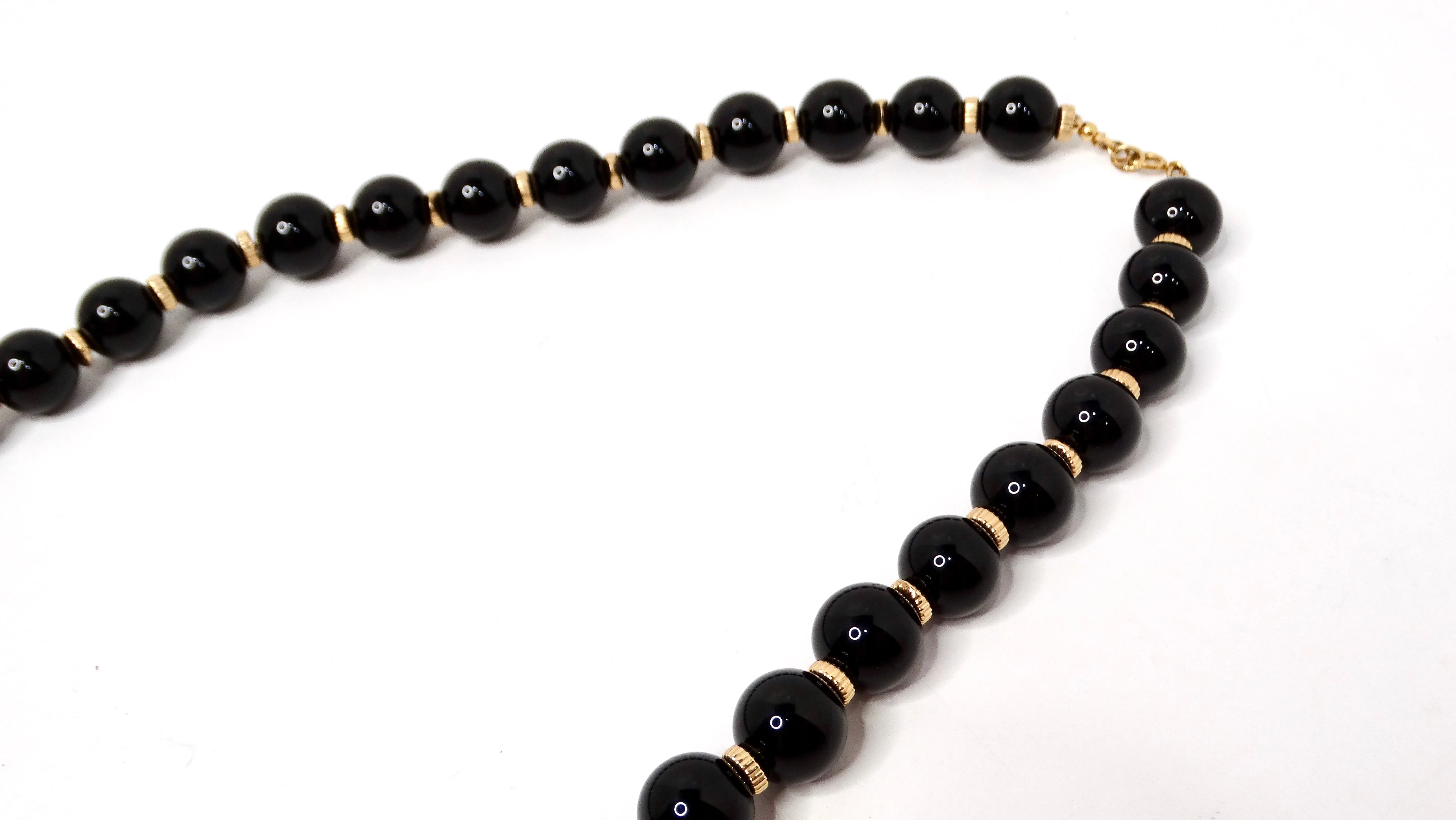 Black Onyx & 14k Yellow Gold Beaded Necklace