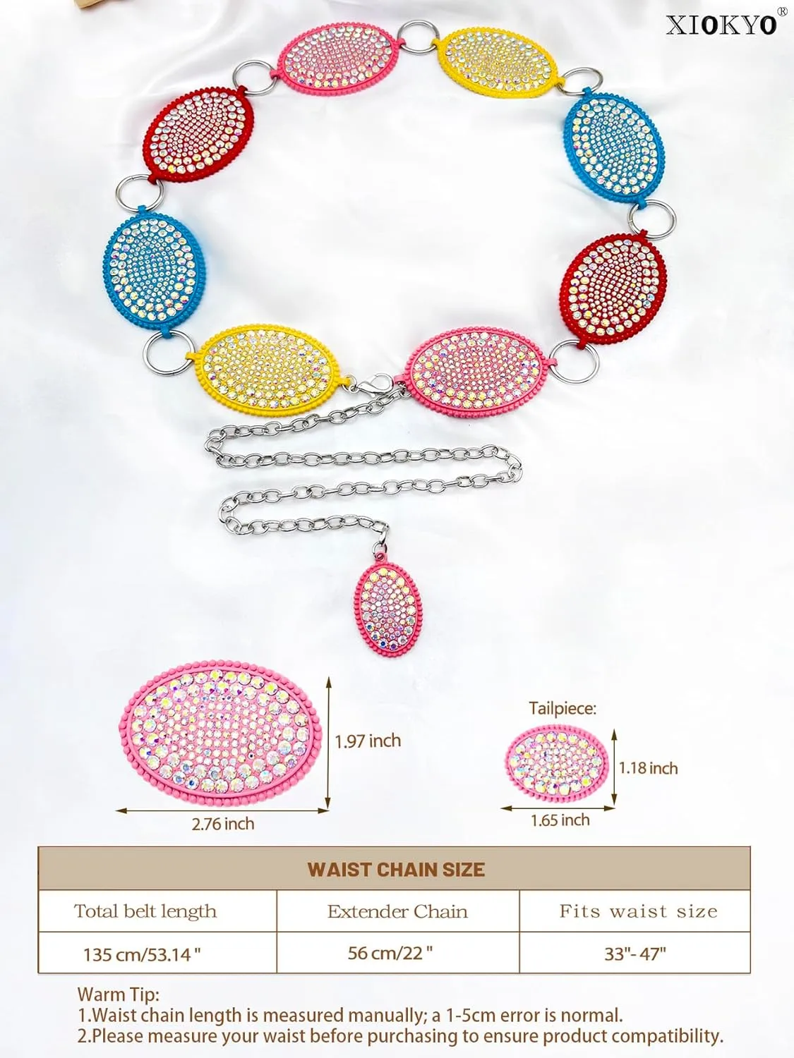 Bling Rhinestone Concho Belt Heavy Metal Western Crystal Chain Belt Cowgirl Sparkly Waist Chain for Women Dress