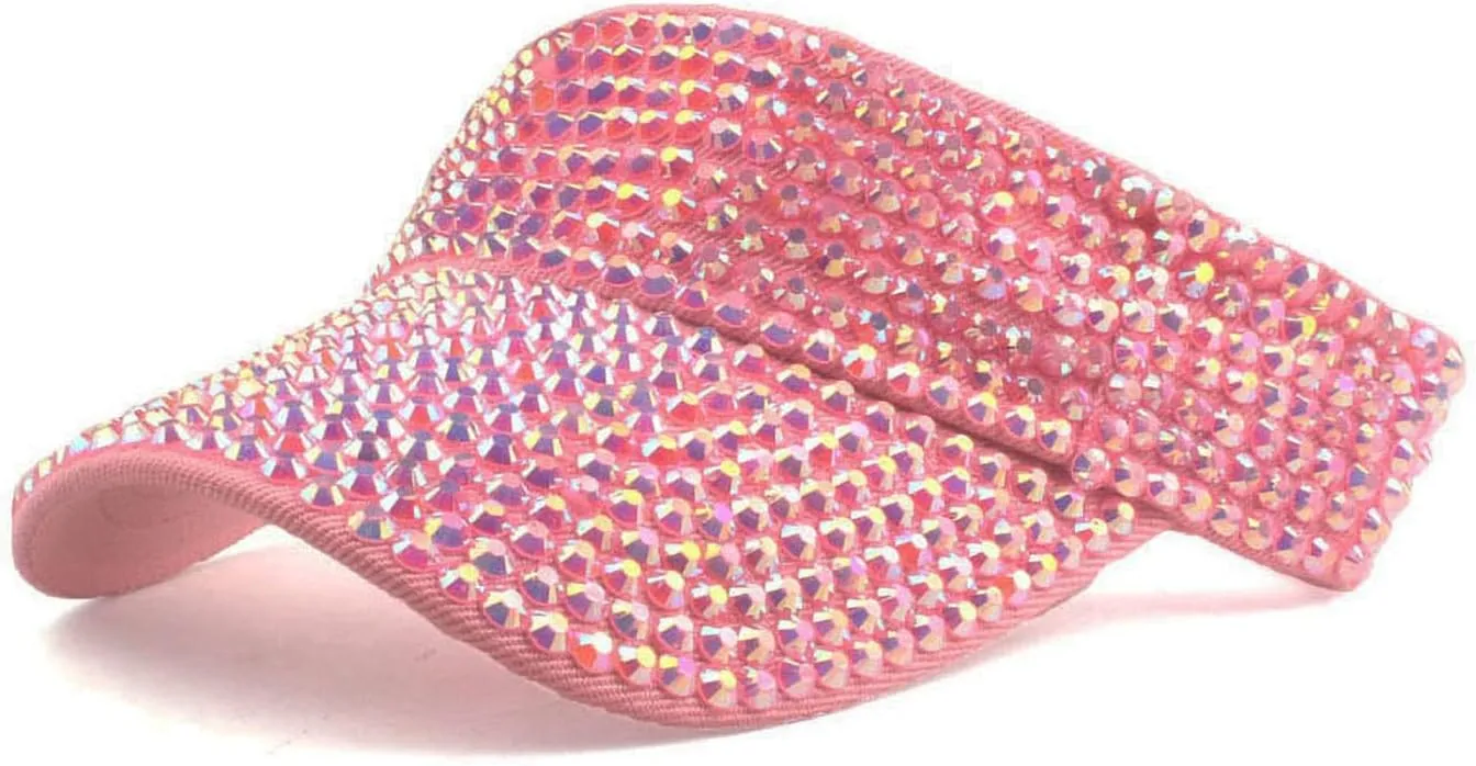 Bling Shiny Rhinestones Sun Visor hat Cap for Women,Adjustable Summer Beach Visor Caps Running Tennis Golf Sun hat