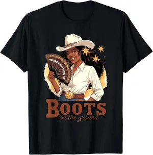 Boots On The Ground Juneteenth Cowgirl Where Them Fans At T-Shirt