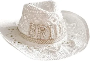 Bride Hollow Cowboy Hat for Women Summer Sun Caps Beach Straw Hat Jazz Hat Vacation Party Hat