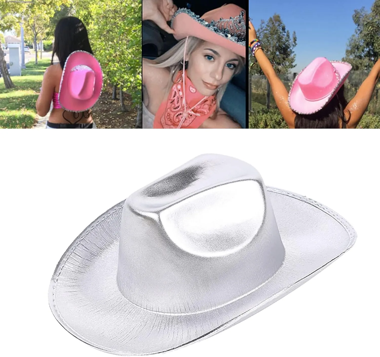 Cowboy Hat,Cowgirl Hat Ultra-Flashing Cowboy Hat Aurora for Music Festivals Sparkly Aurora Cowboy Hat All-Match