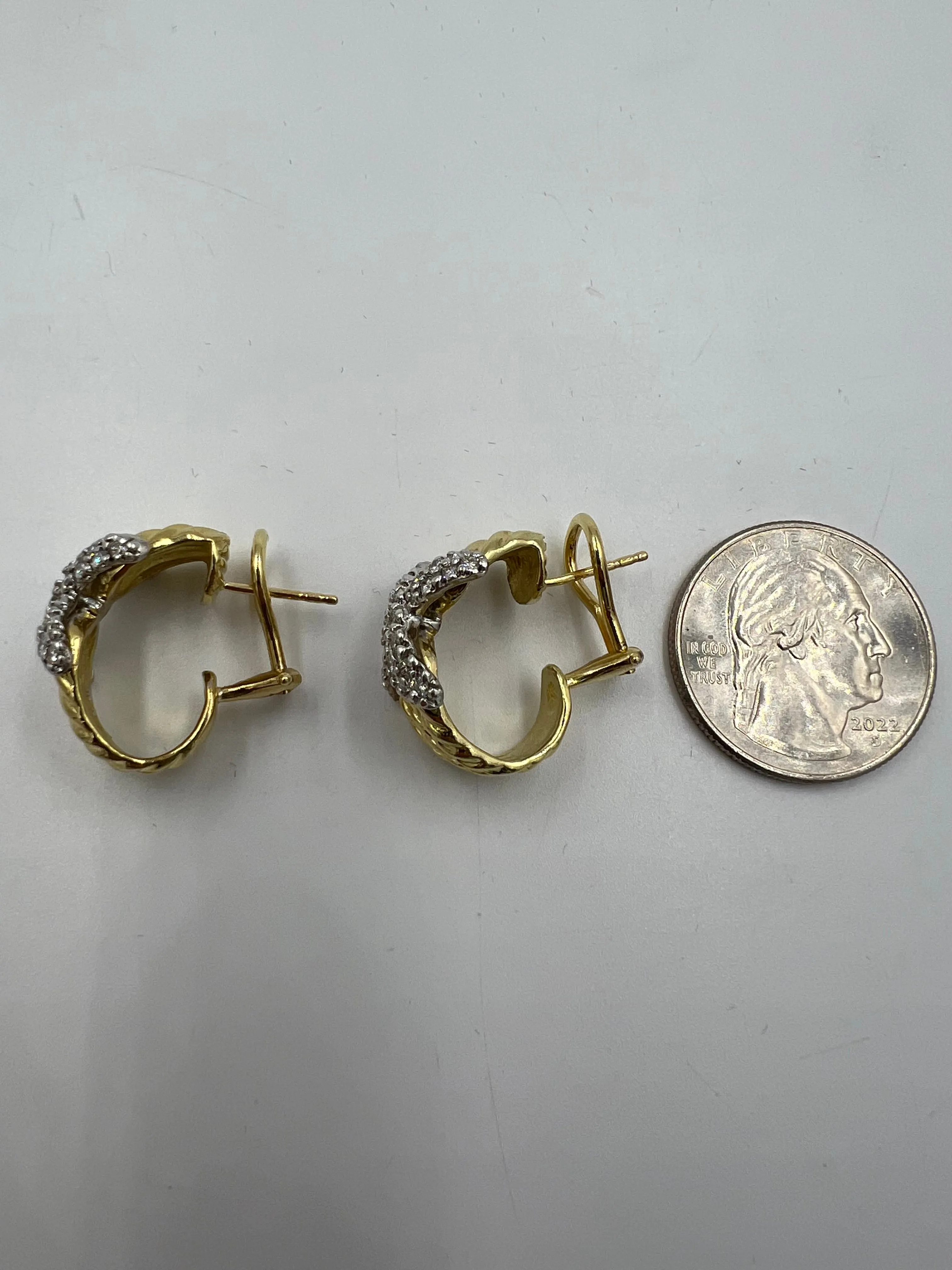 David Yurman Diamond Yellow Gold Hoop Earrings