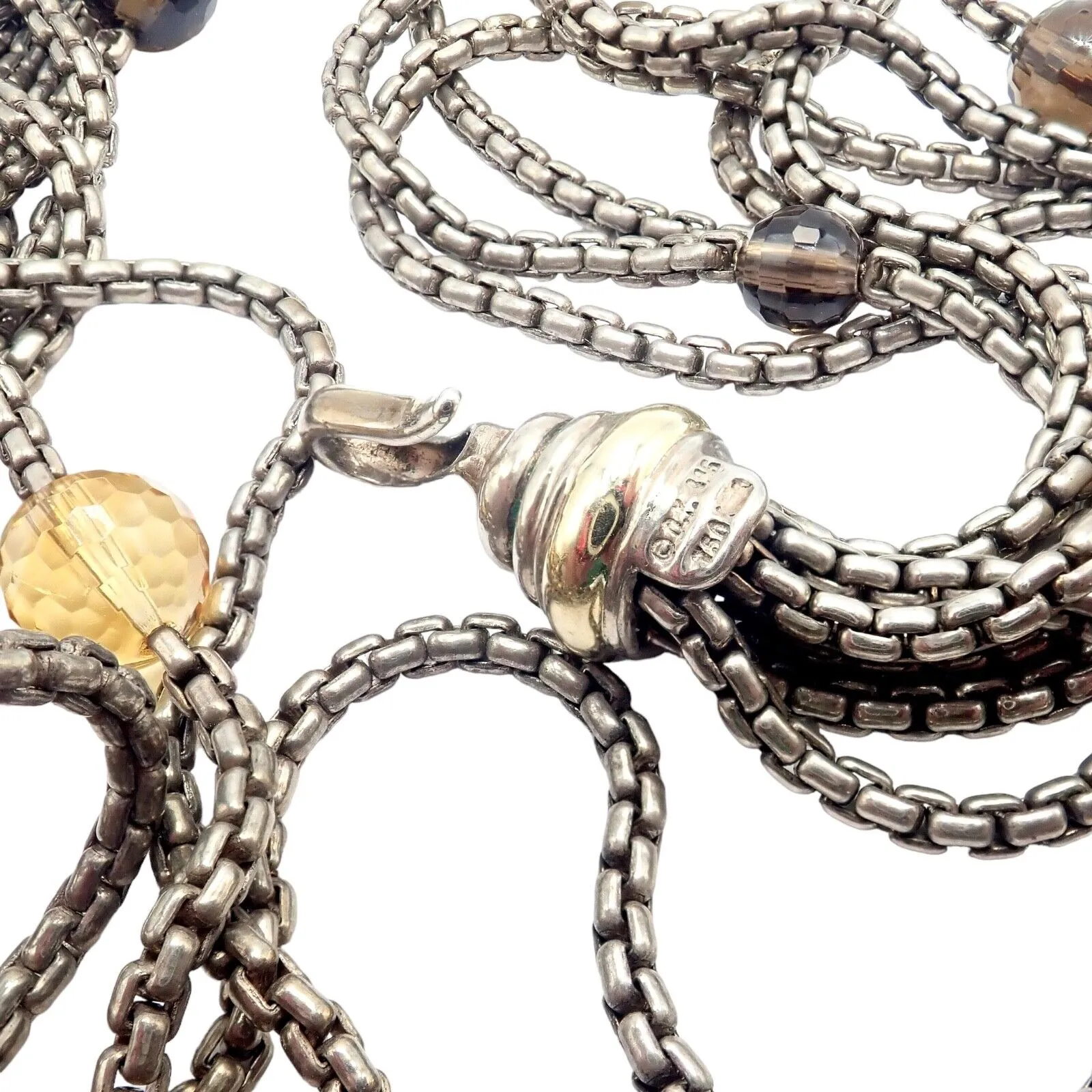 David Yurman DY 18k Yellow Gold Sterling Silver 8 Strand Box Chain Necklace