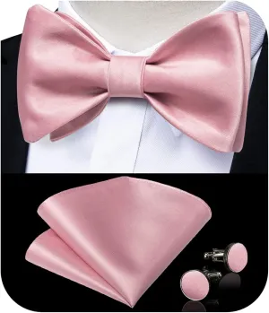 DiBanGu Bow Ties for Men Self Tie Bow Tie and Pocket Square Set Adjustable Solid Satin Formal Tuxedo Bow Tie Wedding