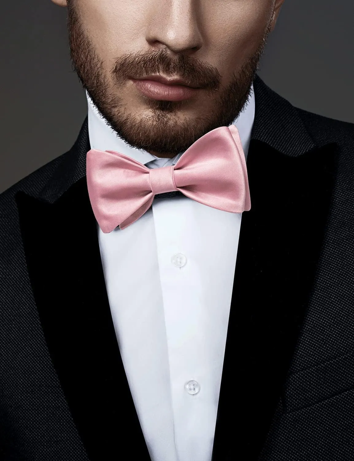 DiBanGu Bow Ties for Men Self Tie Bow Tie and Pocket Square Set Adjustable Solid Satin Formal Tuxedo Bow Tie Wedding