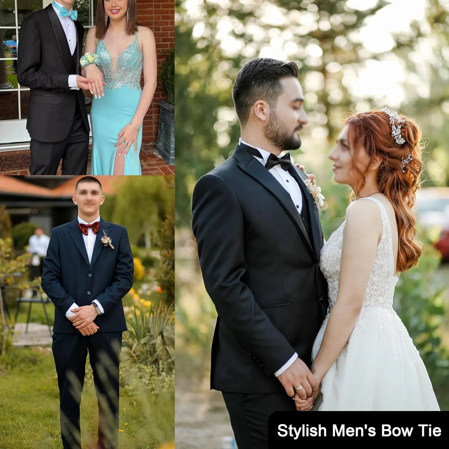 DiBanGu Bow Ties for Men Self Tie Bow Tie and Pocket Square Set Adjustable Solid Satin Formal Tuxedo Bow Tie Wedding