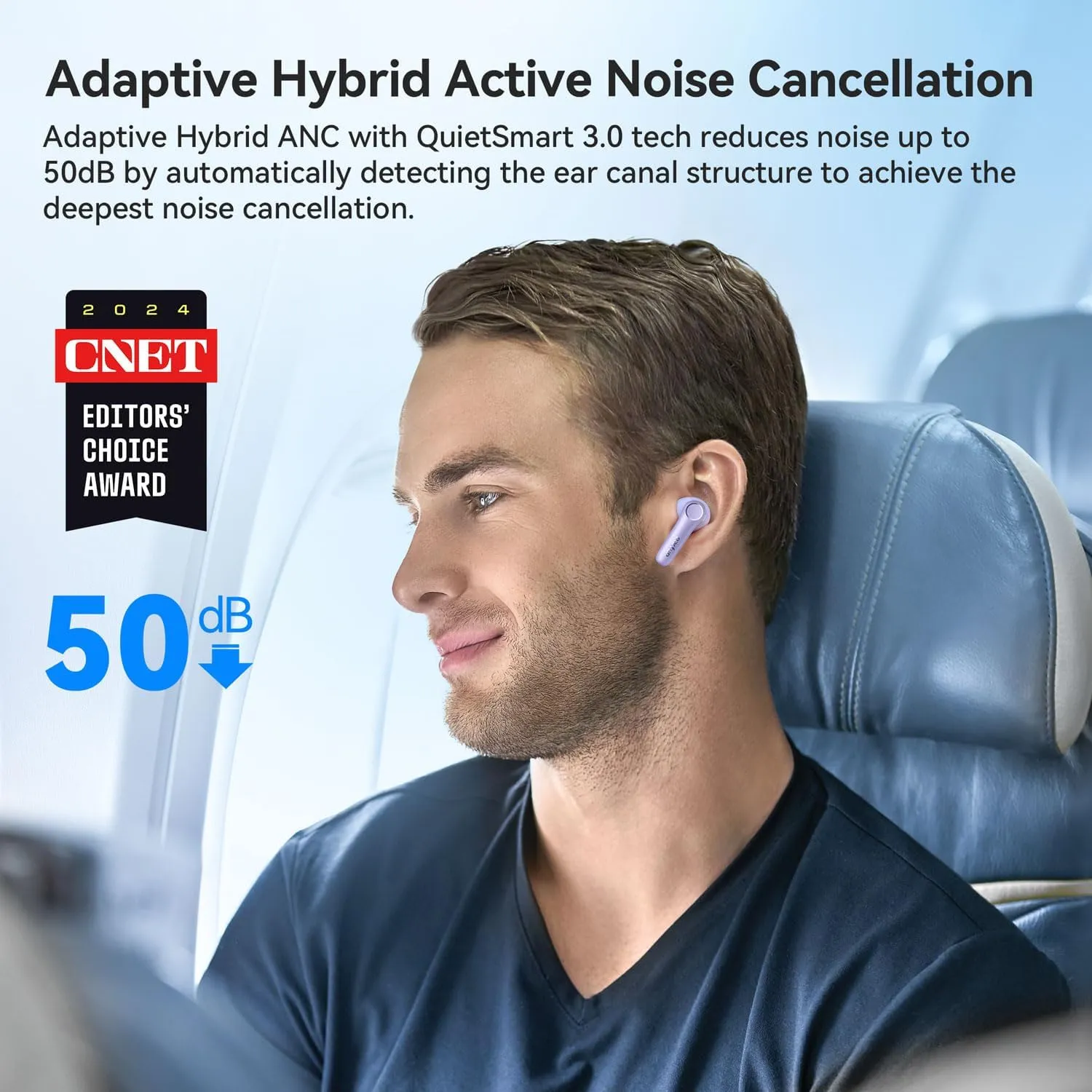 EarFun Air Pro 4 Adaptive Hybrid Noise Canceling Wireless Earbuds, Qualcomm Snapdragon Sound, aptX Lossless, 6 Mics AI CVC 8.0 Call, LDAC Hi-Res Audio, 52H Playtime, Bluetooth 5.4, Violet