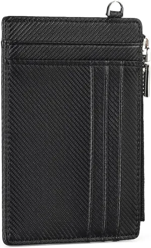 FALAN MULE Slim Wallet Men RFID blocking Genuine Leather Stylish Zipper Minimalist Front Pocket Wallets for Men