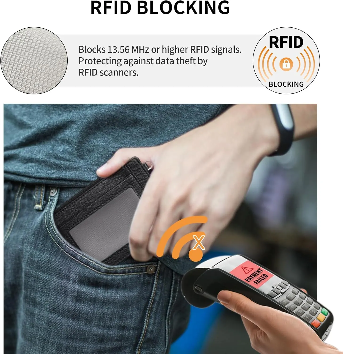 FALAN MULE Slim Wallet Men RFID blocking Genuine Leather Stylish Zipper Minimalist Front Pocket Wallets for Men