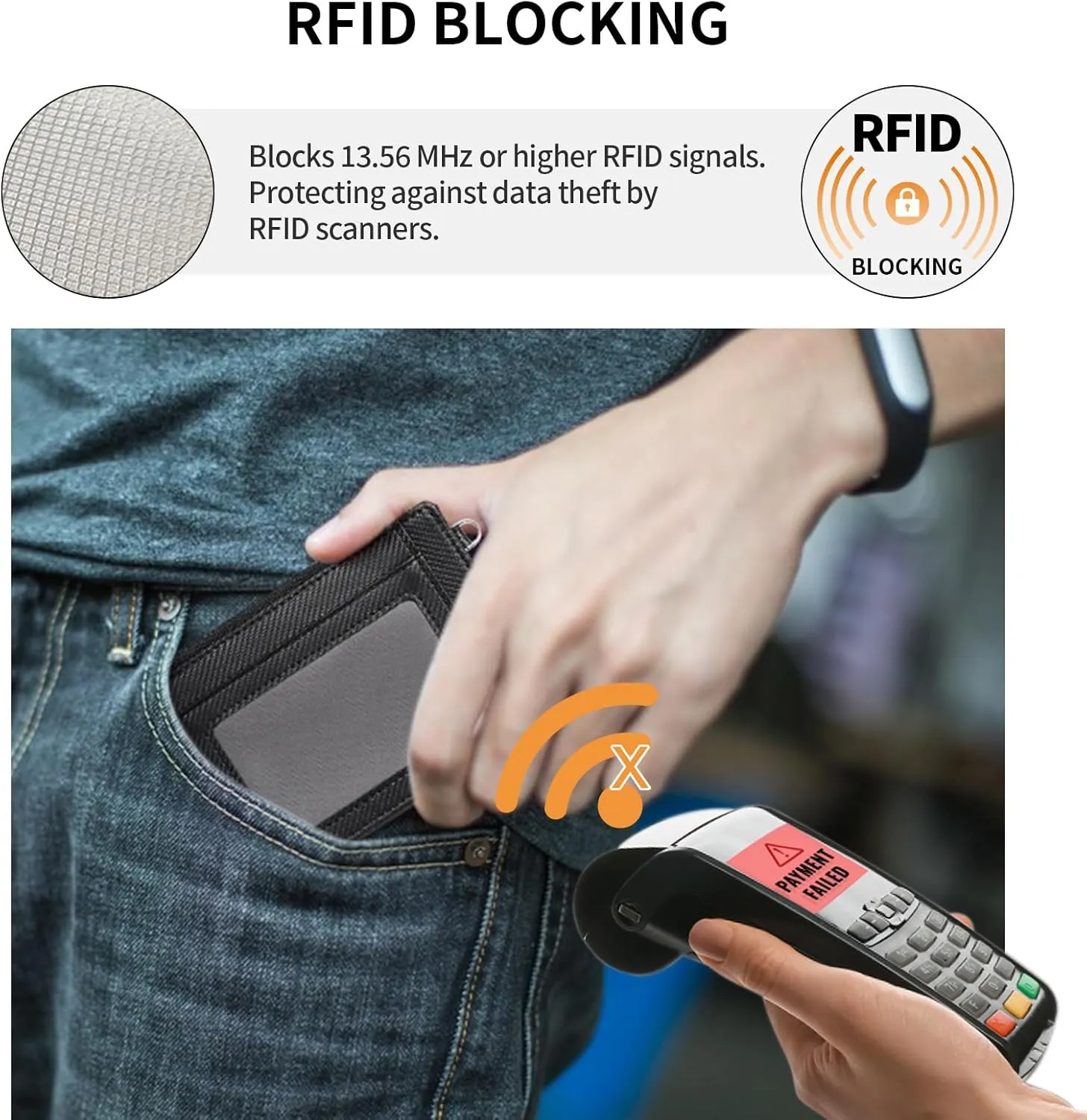 FALAN MULE Slim Wallet Men RFID blocking Genuine Leather Stylish Zipper Minimalist Front Pocket Wallets for Men