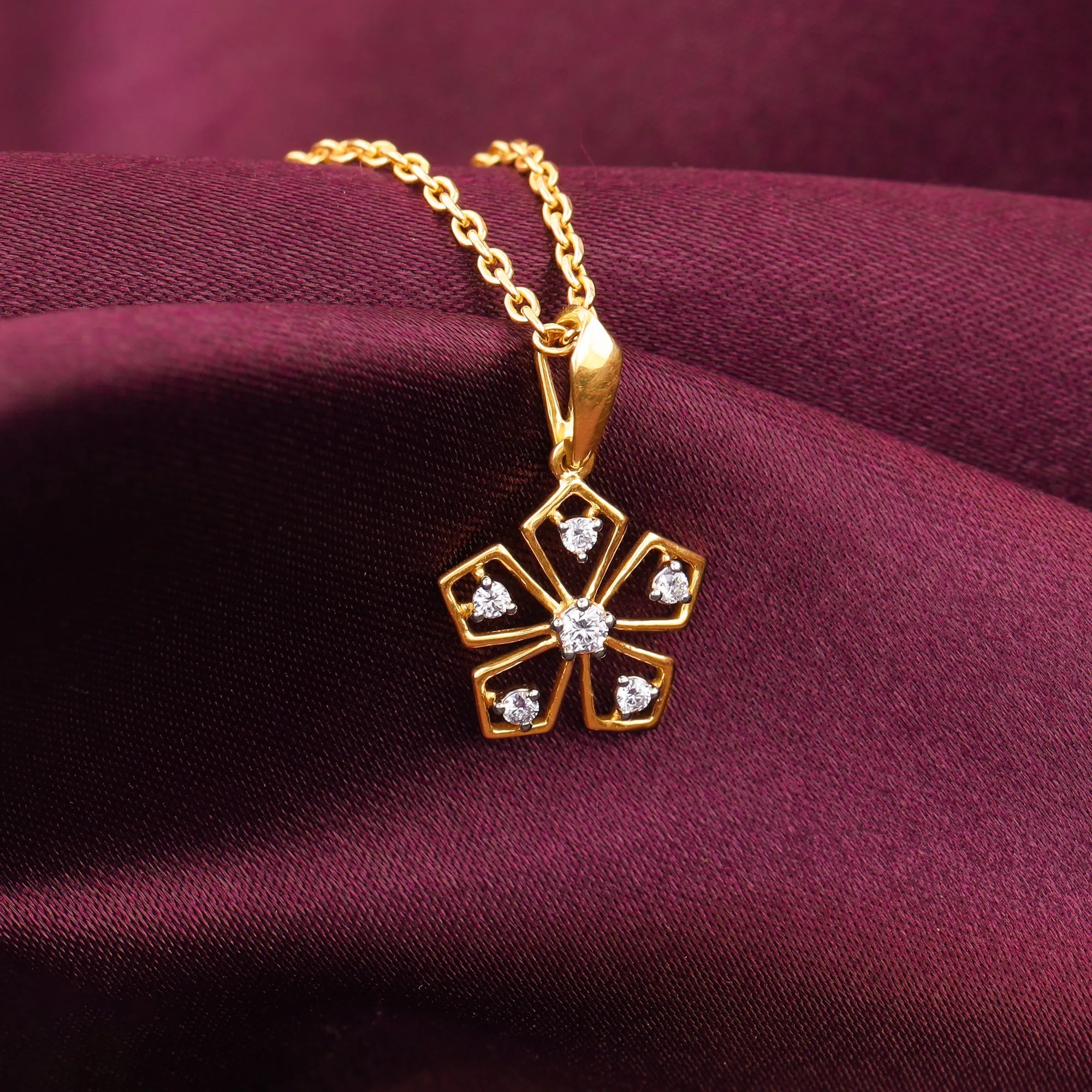 Gold Radiant Petals Diamond Pendant