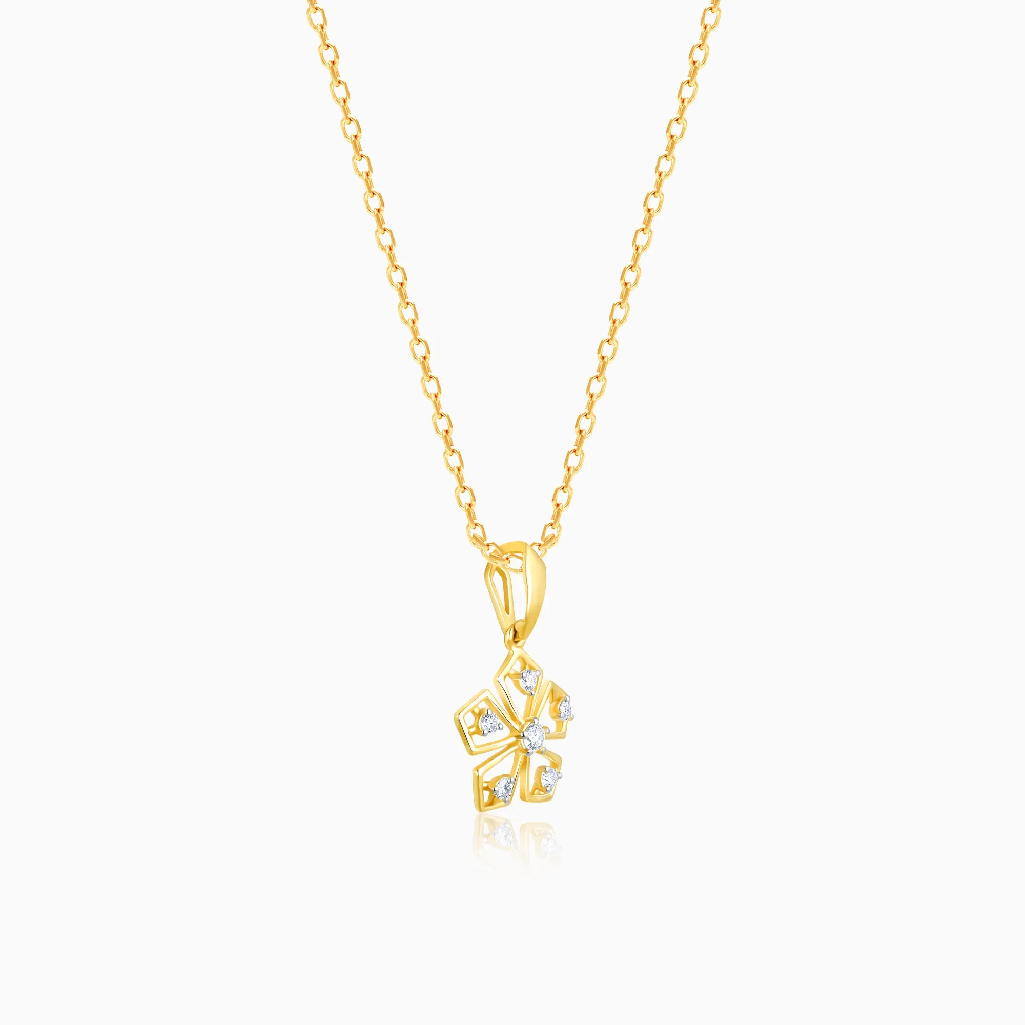 Gold Radiant Petals Diamond Pendant
