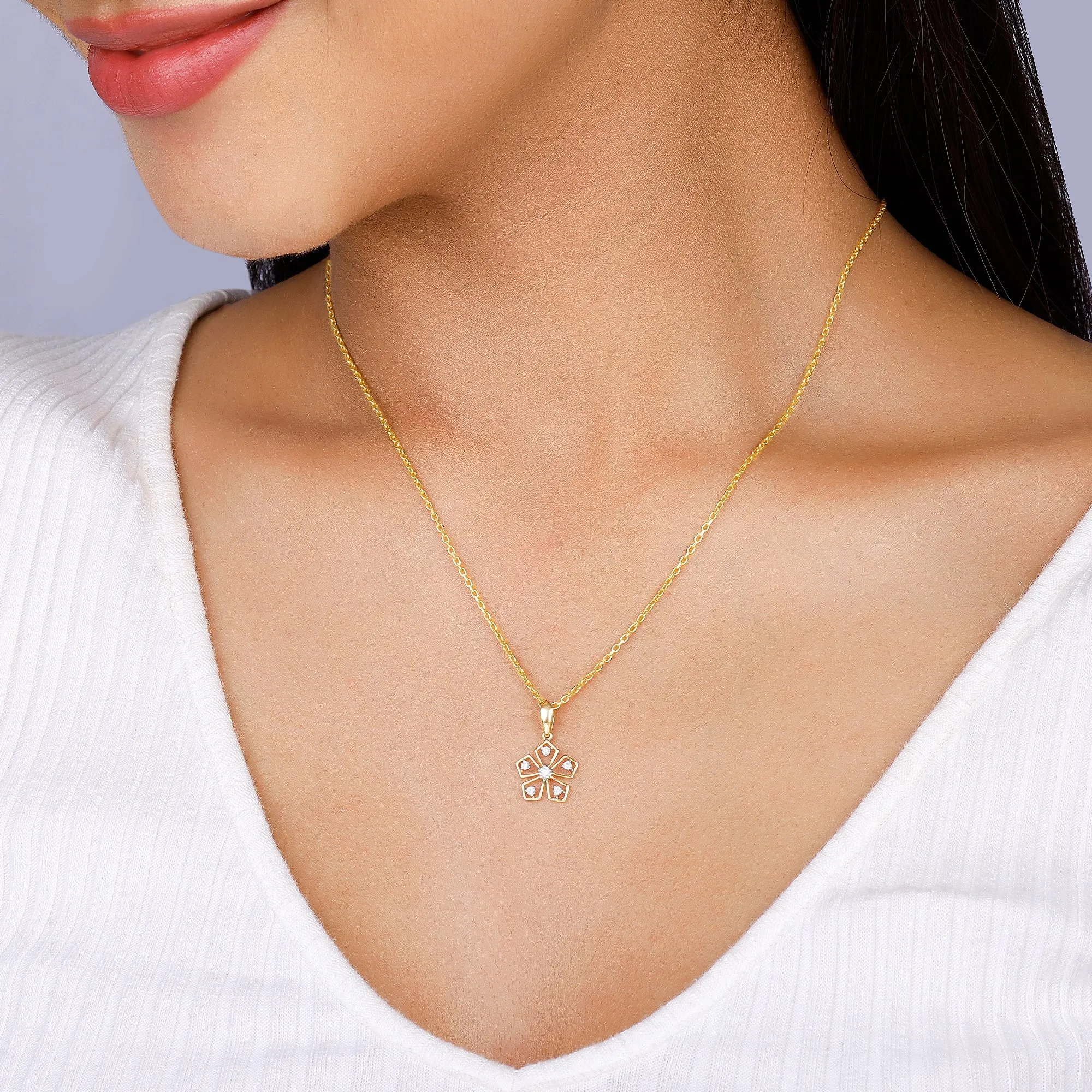 Gold Radiant Petals Diamond Pendant