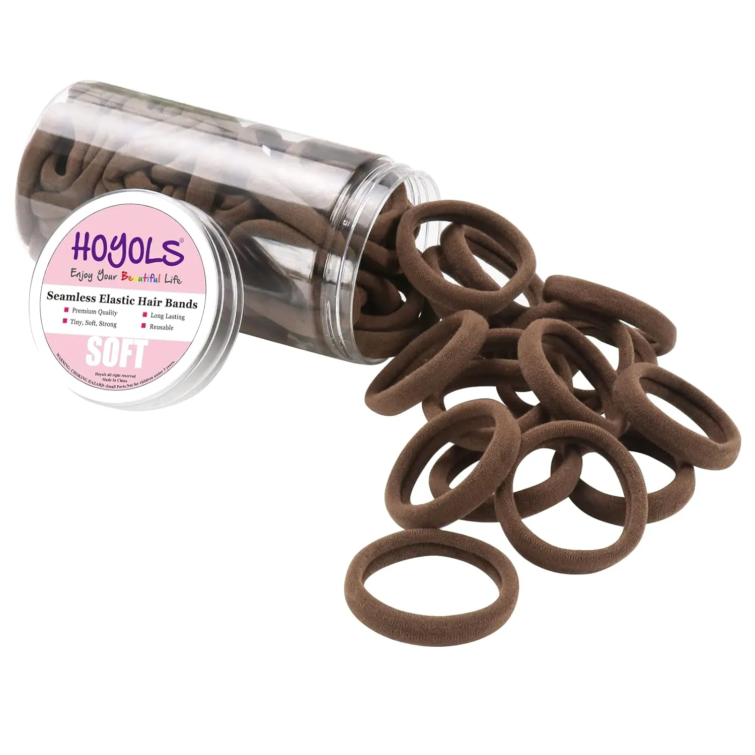 HOYOLS Soft Large Ponytail Holder for Womens Elastic Hair Ties Hair Bands No Slip No Damage Seamless Scrunchies Headbands 100 Pcs (Sparkling Amber)