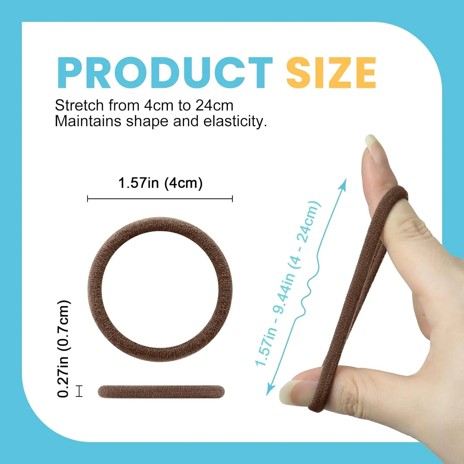 HOYOLS Soft Large Ponytail Holder for Womens Elastic Hair Ties Hair Bands No Slip No Damage Seamless Scrunchies Headbands 100 Pcs (Sparkling Amber)