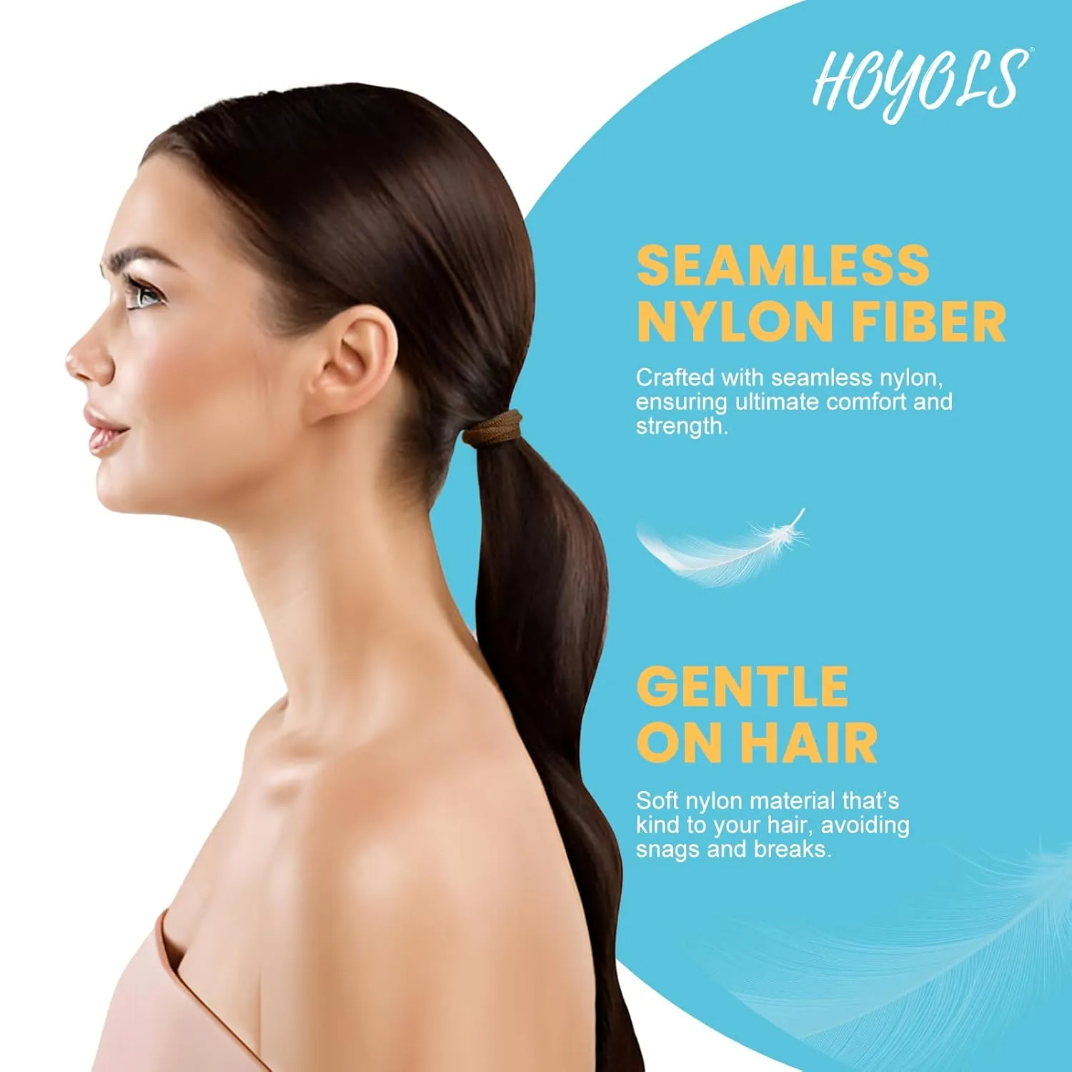 HOYOLS Soft Large Ponytail Holder for Womens Elastic Hair Ties Hair Bands No Slip No Damage Seamless Scrunchies Headbands 100 Pcs (Sparkling Amber)