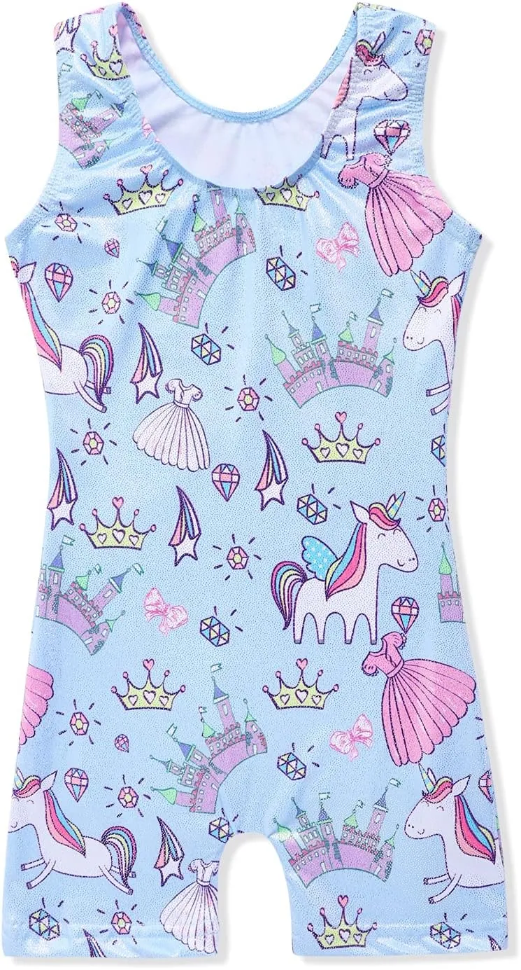 HOZIY Gymnastics Leotards for Girls Unicorn Aurora Rainbow Mermaid Dinosaur Cupcake Sparkle Biketard Toddlers Kids Children