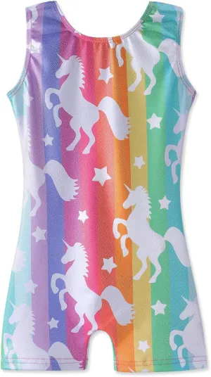 HOZIY Gymnastics Leotards for Girls Unicorn Aurora Rainbow Mermaid Dinosaur Cupcake Sparkle Biketard Toddlers Kids Children