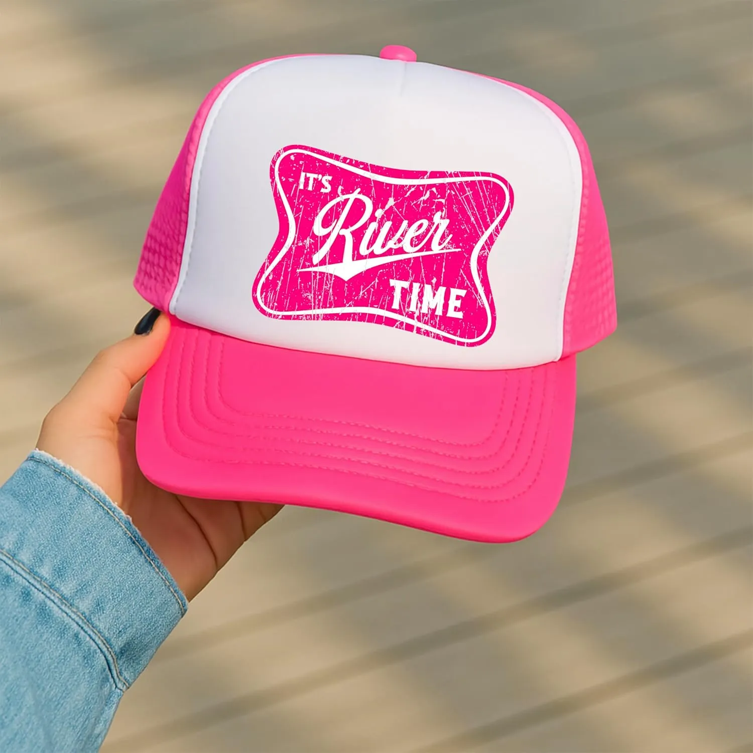It's River Time Trendy Summer Trucker Hat Classic 5 Panel Mesh Snap Back Trucker Hat