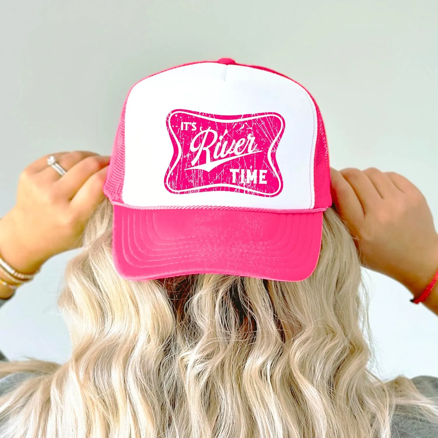 It's River Time Trendy Summer Trucker Hat Classic 5 Panel Mesh Snap Back Trucker Hat