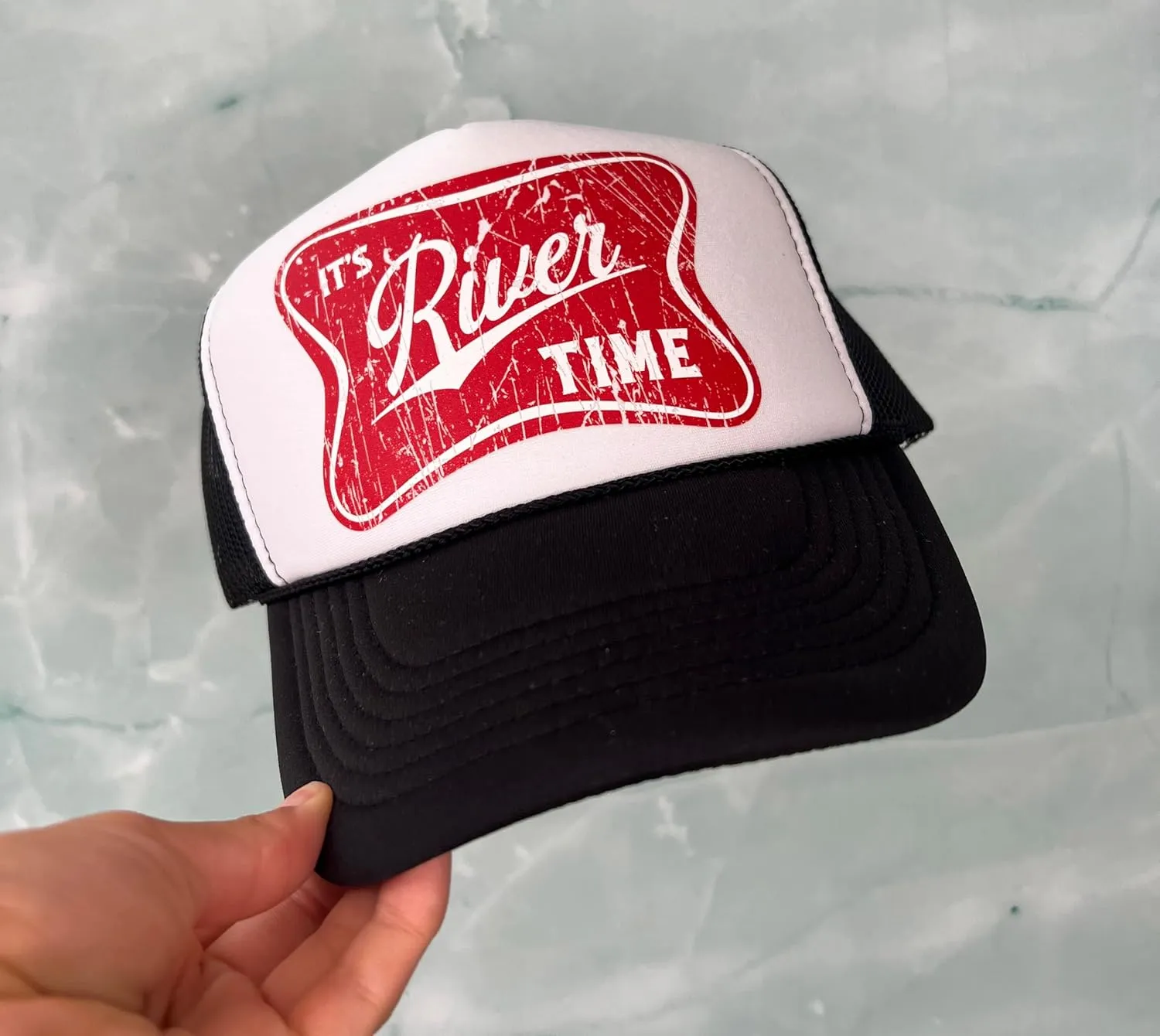 It's River Time Trendy Summer Trucker Hat Classic 5 Panel Mesh Snap Back Trucker Hat