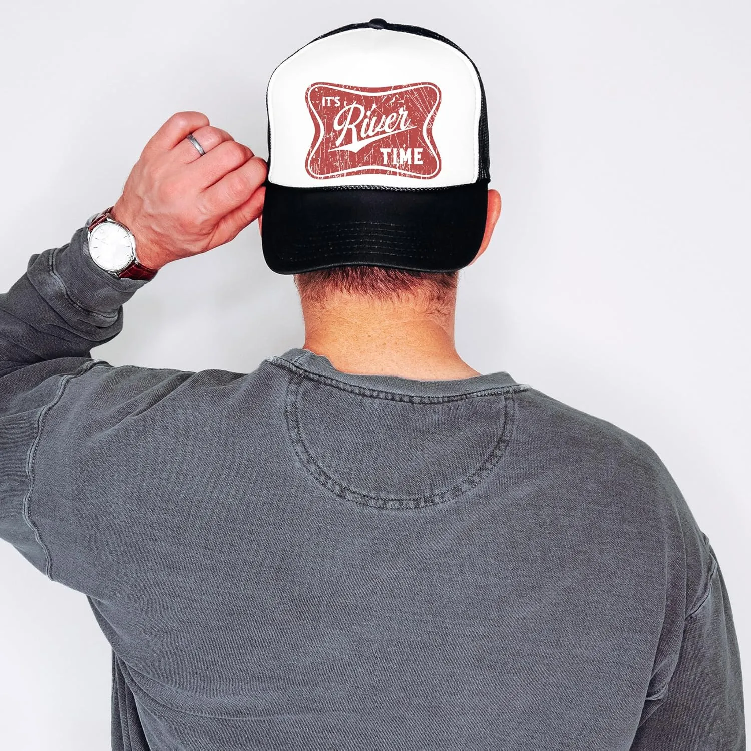 It's River Time Trendy Summer Trucker Hat Classic 5 Panel Mesh Snap Back Trucker Hat