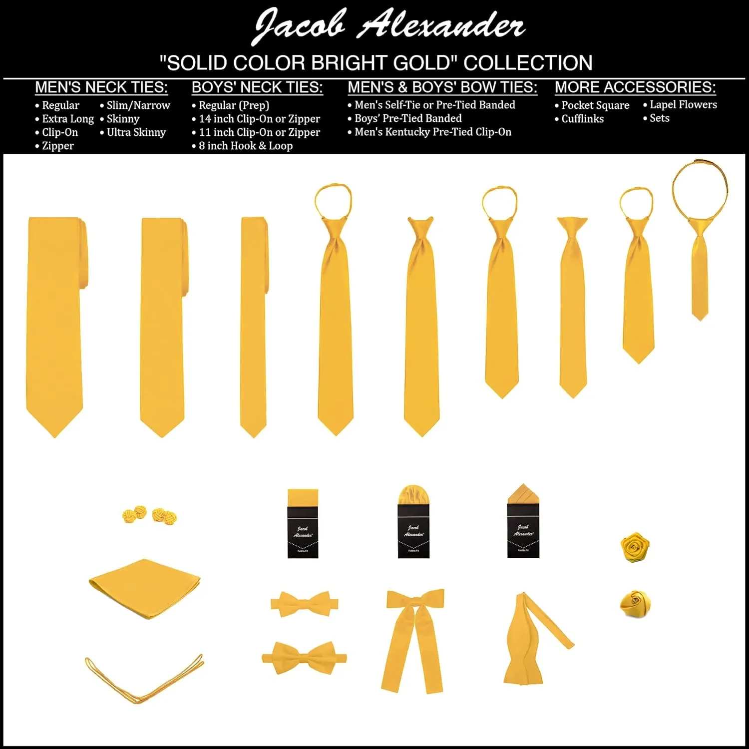 Jacob Alexander Men's Pretied Banded Adjustable Solid Color Bowtie