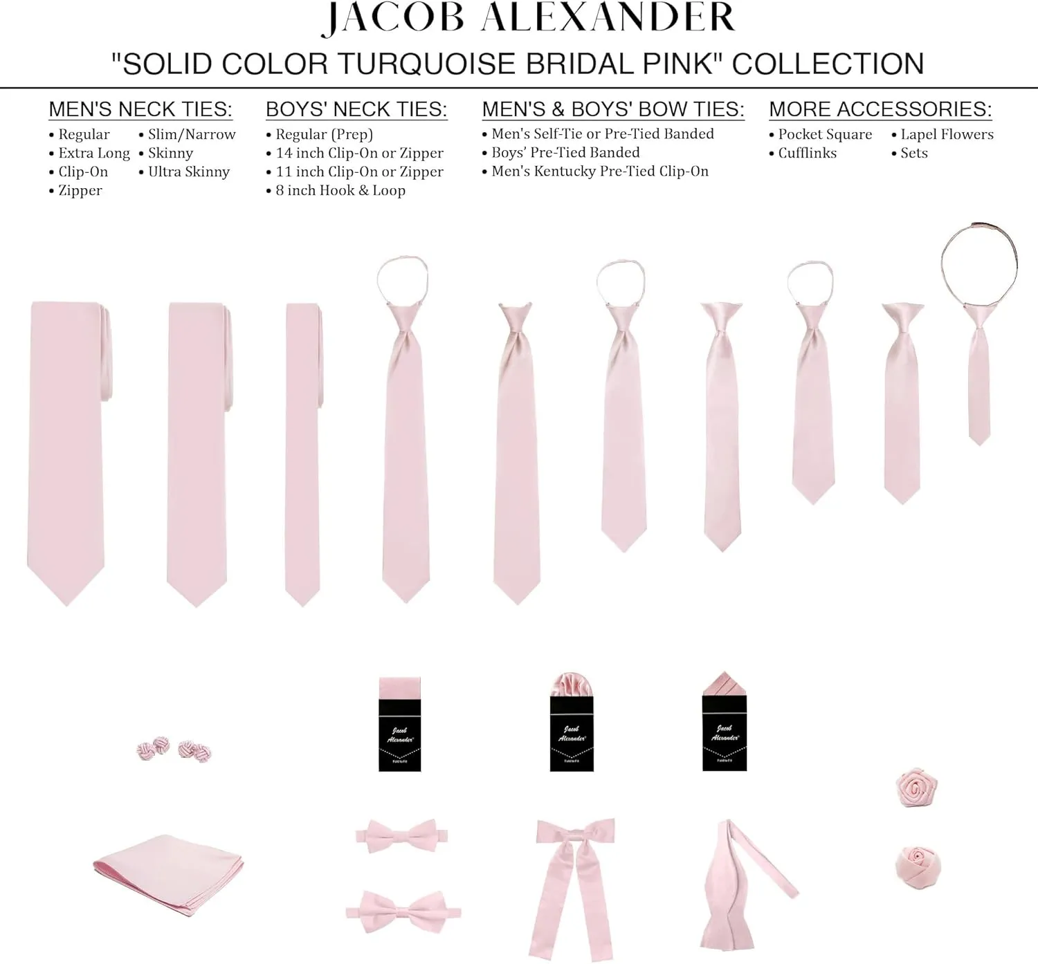 Jacob Alexander Men's Pretied Banded Adjustable Solid Color Bowtie