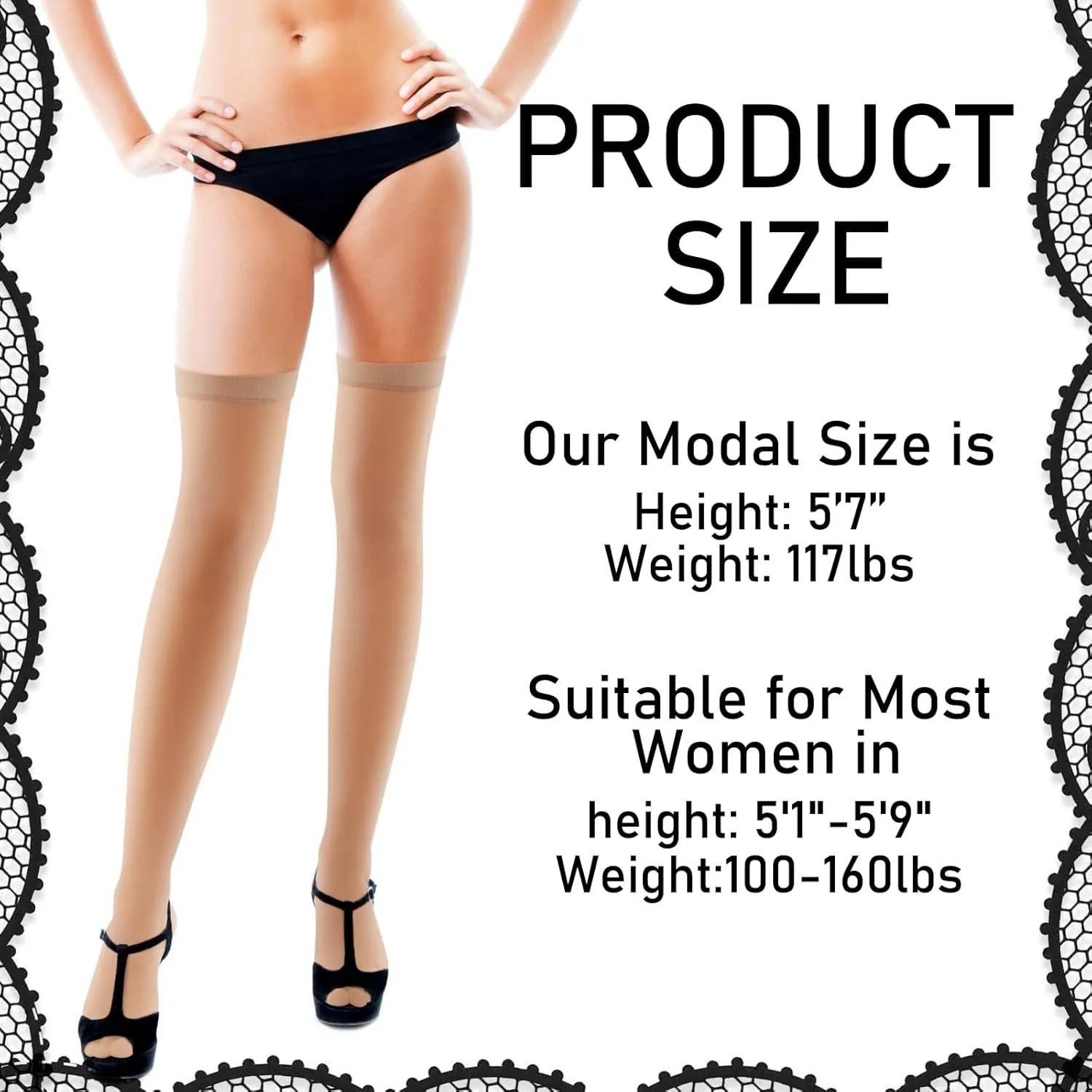 Janmercy 6 Pairs Women Fishnet Thigh High Stocking Elastic Band Top Sheer over Knee Silky Stockings for Women