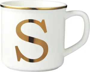 Miicol Ceramic Coffee Mug 16 oz, Monogram Coffee Cup, Golden Initial Tea Mug, Personalized Tea Cup, Unique Gift, Large Mug for Home, Office, Letter S