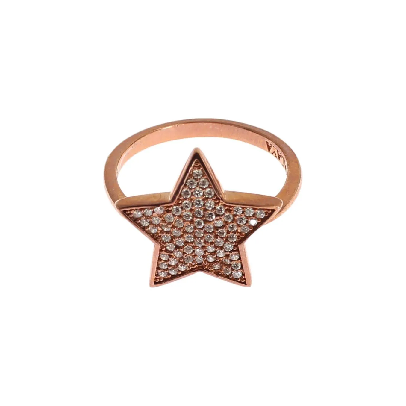 Nialaya Dazzling Pink Gold Plated Sterling Silver CZ Ring
