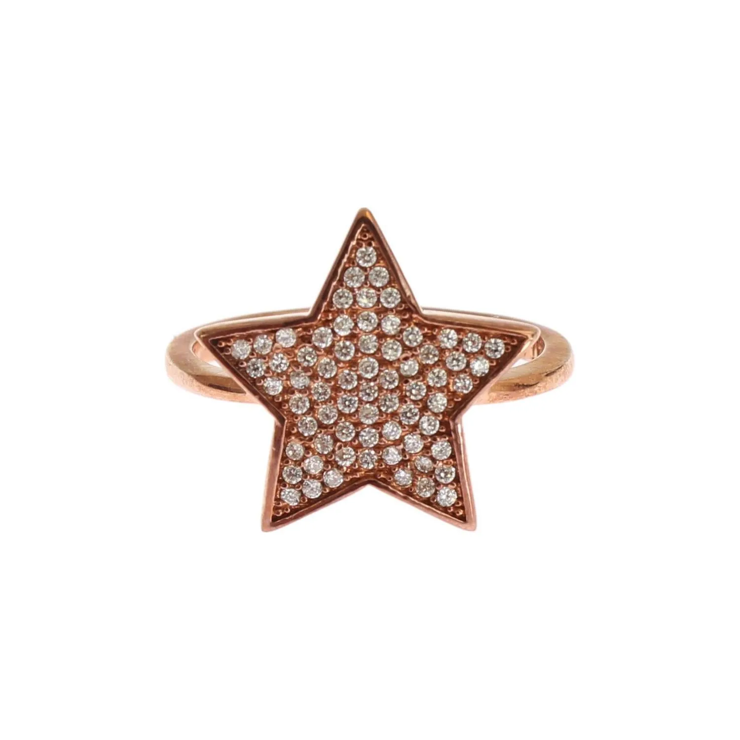 Nialaya Dazzling Pink Gold Plated Sterling Silver CZ Ring