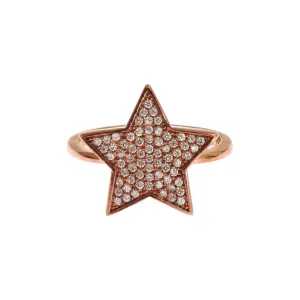 Nialaya Dazzling Pink Gold Plated Sterling Silver CZ Ring