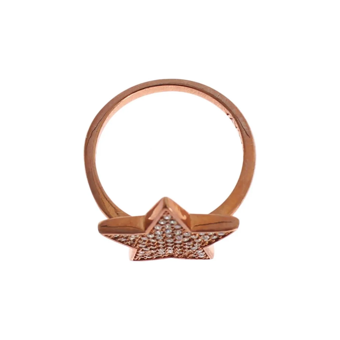 Nialaya Dazzling Pink Gold Plated Sterling Silver CZ Ring