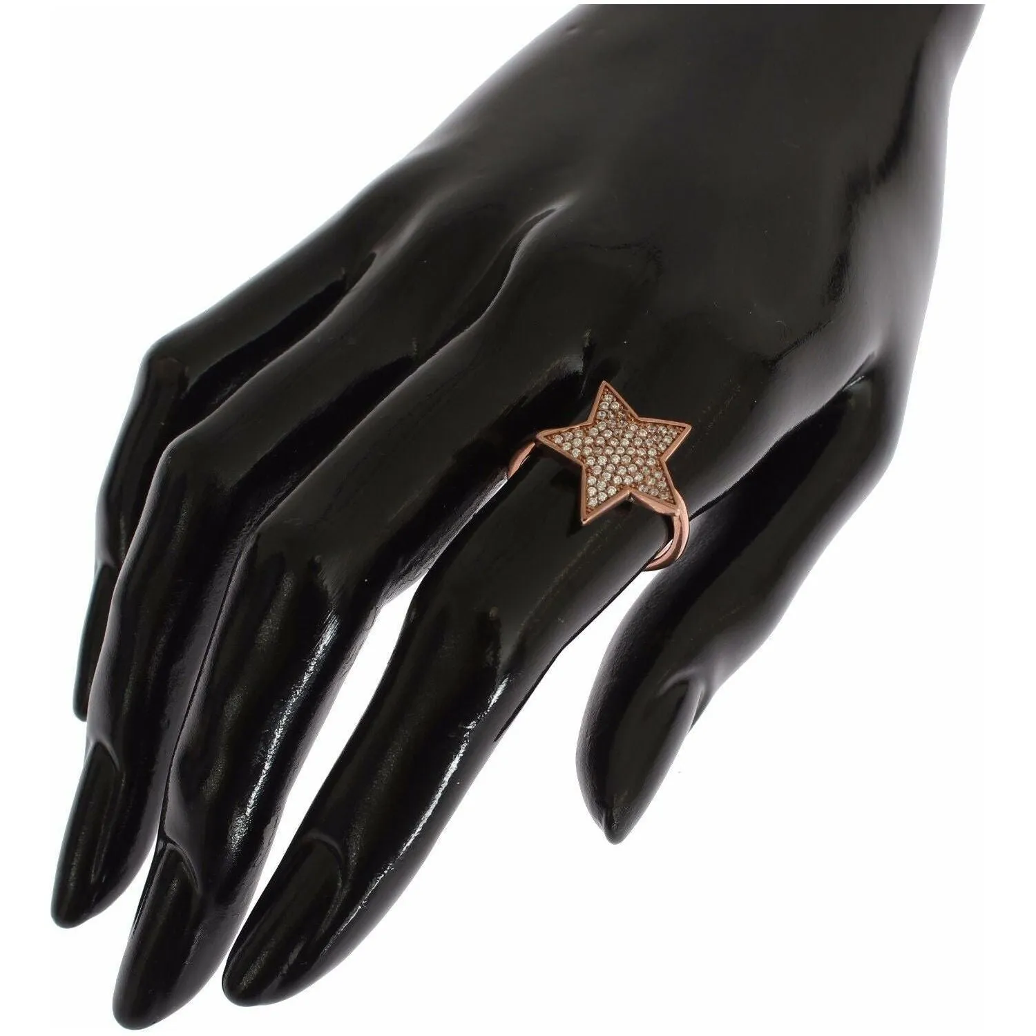 Nialaya Dazzling Pink Gold Plated Sterling Silver CZ Ring