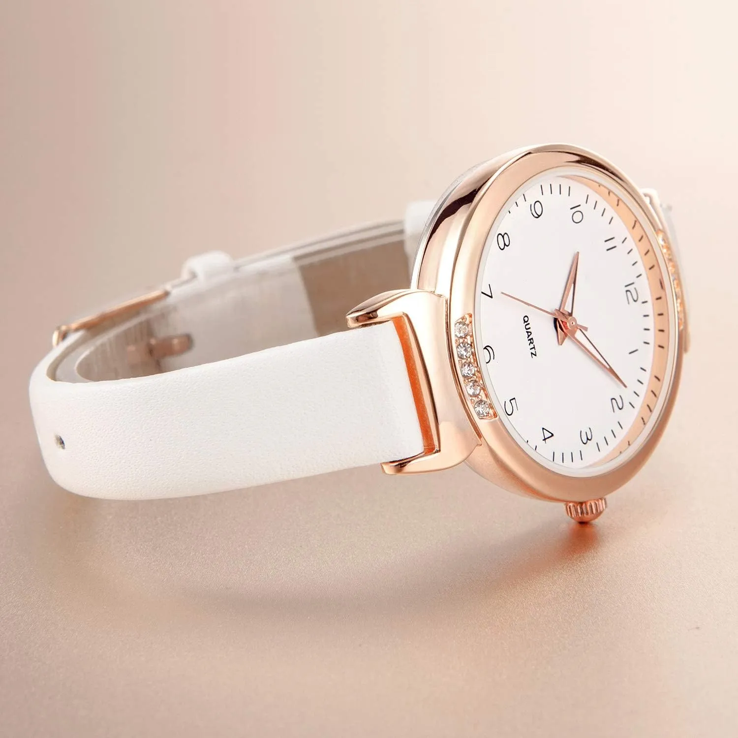 NUOVO Women's Silicone Sports Watch - Crystal Accented Leather Strap Analog Display