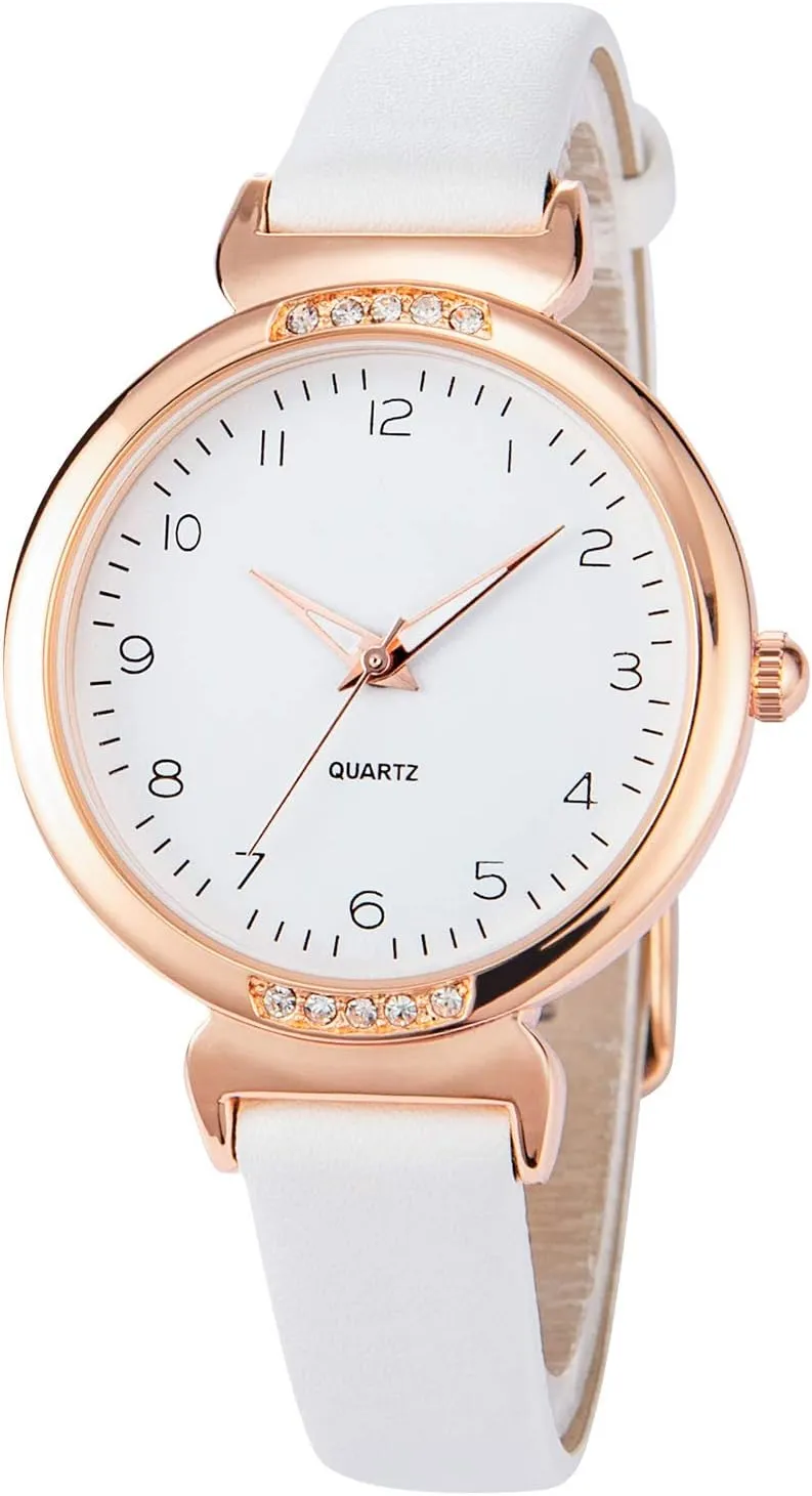 NUOVO Women's Silicone Sports Watch - Crystal Accented Leather Strap Analog Display